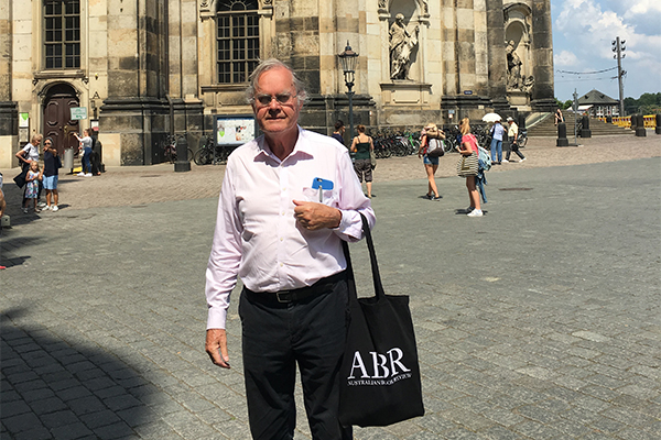 Peter McLennan sporting exclusive ABR merchandise in Dresden.