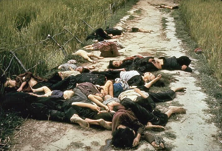  Photo taken by United States Army photographer Ronald L. Haeberle on March 16, 1968 in the aftermath of the My Lai massacre showing mostly women and children dead on a road. (credit: Wiki Commons)