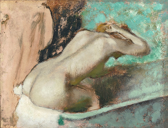 Woman seated on the edge of the bath sponging her neck (1880–95) (Musée d'Orsay)