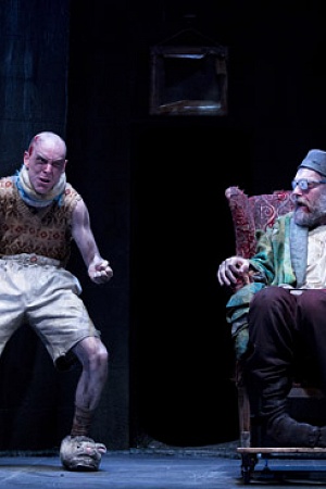 Hugo Weaving as Hamm and Tom Budge as Clov in Sydney Theatre Companys Endgame photograph by Lisa Tomasetti