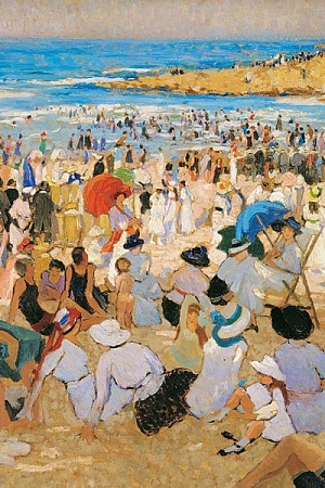 Ethel Carrick, Christmas Day on Manly Beach (1913), also known as Manly Beach – summer is here, Manly, Manly Art Gallery & Museum Collection (courtesy of National Gallery of Australia)